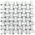 Carrara White - Basketweave Mosaic w/ Blue-Gray Dots Polished