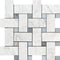 Carrara White - Basketweave w/ Blue-Gray Dots (LARGE) Polished