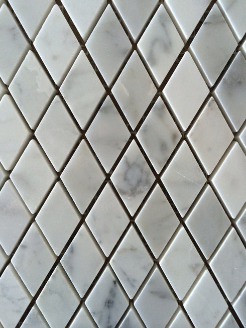 Carrara Italian Diamond Mosaic Backsplash and Wall Tile 1x2"
