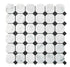 Carrara White Octagon Mosaic w/ Black Dots Polished