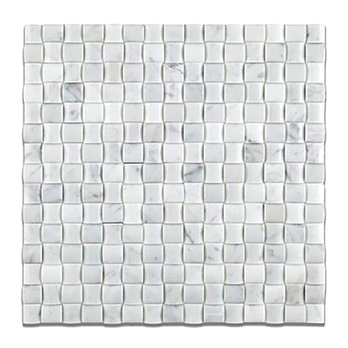 Carrara White 3-D Small-Bread Mosaic Polished