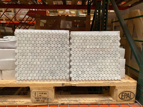 Carrara Italian Penny Round Mosaic Backsplash Wall Tile