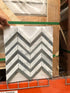 Carrara White Chevron - LARGE (Blue Strips) Mosaic Polished