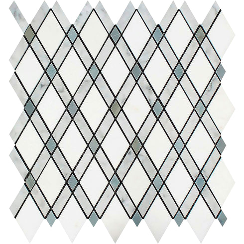 Carrara White Lattice Thassos + Carrara White + Blue Polished