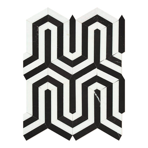 Carrara White Berlinetta Design (Carrara w/ Black) Polished