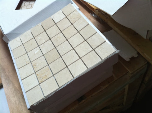 Crema Marble Square Mosaic Tile 2x2"