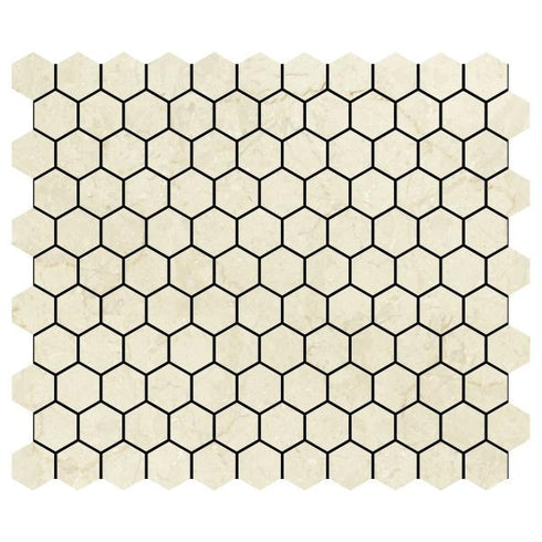 Crema Marfil Hexagon Mosaic Tile 1x1"