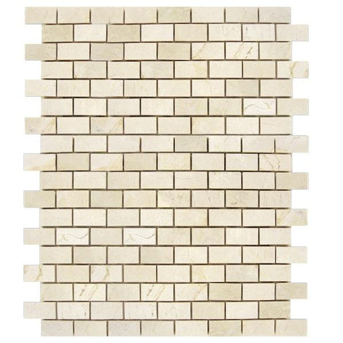 Crema Marfil Mini Brick Mosaic Tile 5/8x1 1/4"