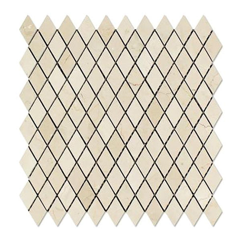 Crema Marfil Polished Diamond Mosaic Tile 1x2"