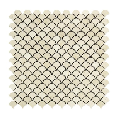 Crema Marfil Polished Fish Scale Mosaic Tile