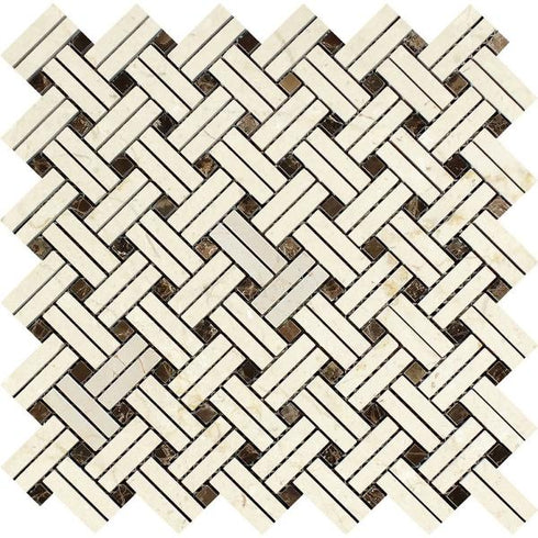 Crema Marfil Polished Stanza w/Emp. Dark Mosaic Tile
