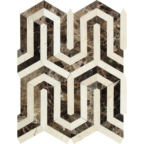 Crema Marfil Berlinetta Design (Crema w/ Dark) Mosaic Polished