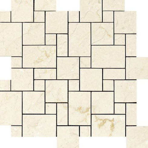 Crema Marfil Polished Mini Versailles Pattern Mosaic Tile