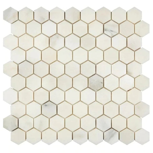 Calacatta Oliva Marble Mosaic 1 1/4" X 1 1/4" 3/8 Hexagon Mosaic