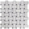 Carrara White - Basketweave Mosaic w/ Blue-Gray Dots Polished