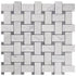 Carrara White - Basketweave Mosaic w/ Blue-Gray Dots Polished