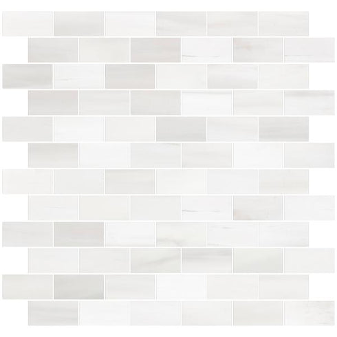Bianco Dolomite Polished Brick Mosaic Tile 1"x2"