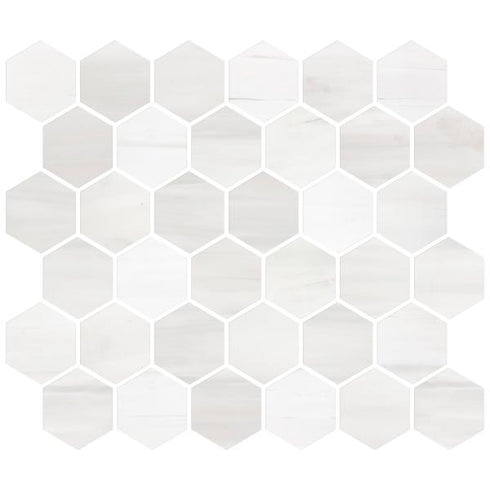 Bianco Dolomite Polished Hexagon Mosaic Tile 2"x2"