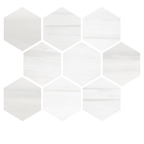 Bianco Dolomite Polished Hexagon Mosaic Tile 4"x4"