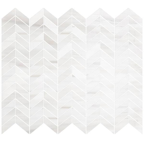 Bianco Dolomite Polished Chevron Mosaic Tile 1" x 4"