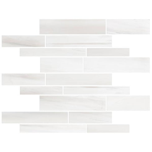 Bianco Dolomite Polished Random Strip Mosaic Tile