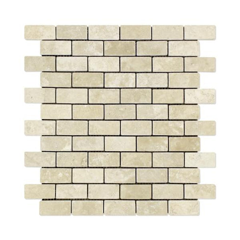 Durango Cream Tumbled Brick Mosaic Tile 1x2"