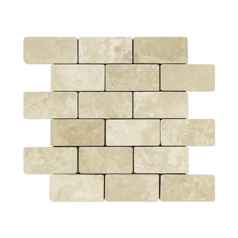 Durango Cream Tumbled Brick Mosaic Tile 2x4"