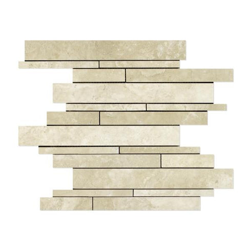 Durango Cream Polished Honed Random Strip Mosaic Tile