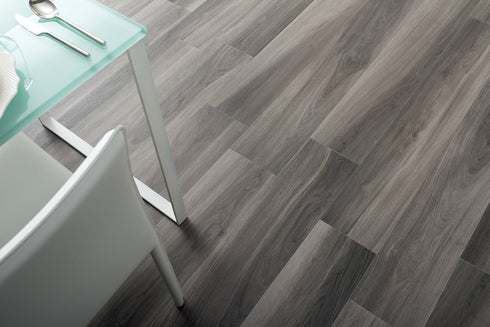 Dark Woodgrain Wood Look Brushed Italian Porcelain Tile 8" x 48"