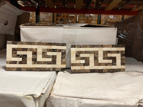 Emperador Dark 3 1/2" x 7" Greek Key Border w/Cream Polished