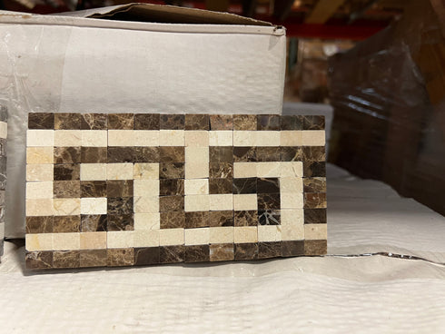 Emperador Dark 3 1/2" x 7" Greek Key Border w/Cream Polished