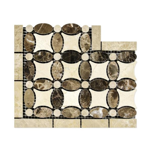 Emperador Dark Polished Florida Flower Border Corner