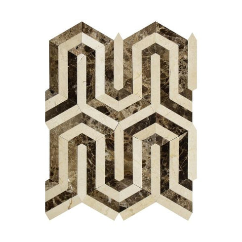 Emperador Dark Berlinetta Design (Dark w/Crema) Mosaic Polished