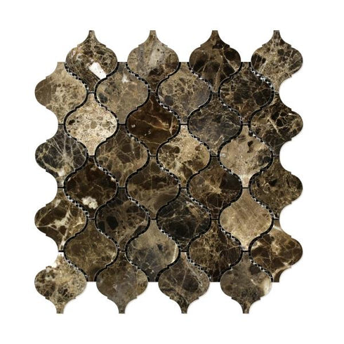 Emperador Dark Polished Arabesque Mosaic Tile