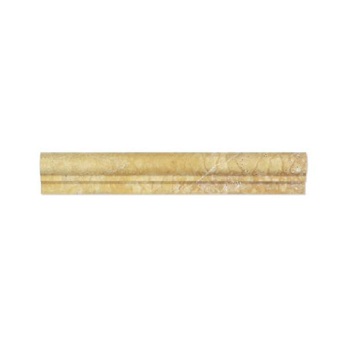 Gold Travertine Honed Single Step Chair Rail Trim Tile 2x12"