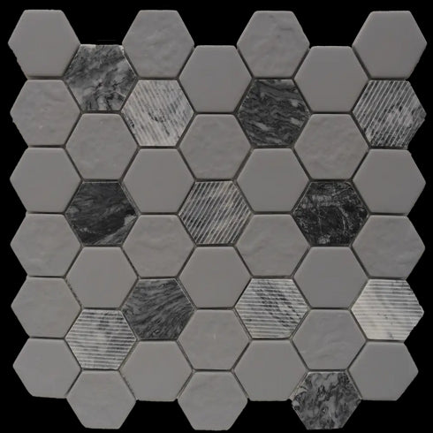 Gray Granite Hexagon 12X12 Mosaic Tile