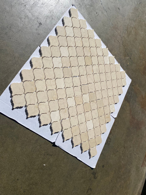 Crema Marfil Polished Arabesque Mosaic Tile