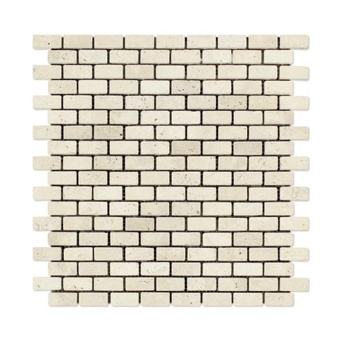 Ivory / Light 5/8" x 1 1/4" Mini-Brick Mosaic Tumbled