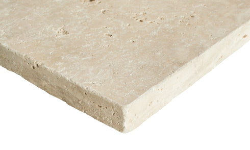 Ivory Travertine Tumbled Exterior Pool Paver 16X16" 1 1/4"
