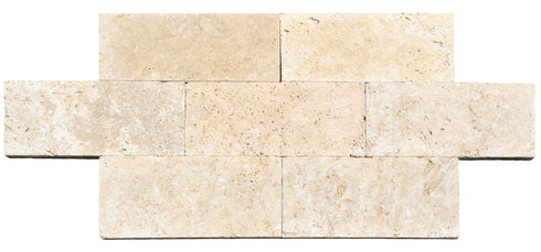 Ivory Travertine Tumbled Exterior Pool Paver 8X16" 1 1/4"