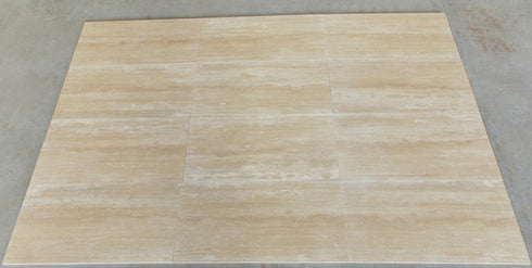 Ivory Travertine Filled & Honed Vein Cut Wall and Floor Tile 12x24"