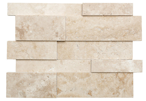 Ivory Travertine Honed Ledger Wall Tile 14 3/4x19"