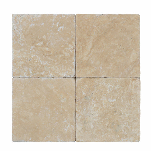 Latte Travertine Tumbled Exterior Pool Paver 6X6" 1 1/4"