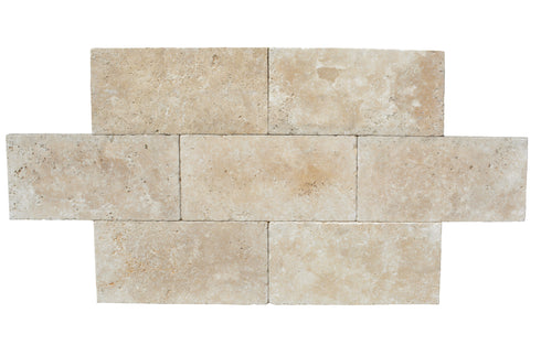Latte Travertine Tumbled Exterior Pool Paver 8X16" 1 1/4"