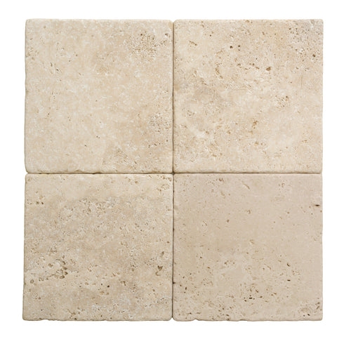 Latte Travertine Tumbled Exterior Pool Paver 8X8" 1 1/4"