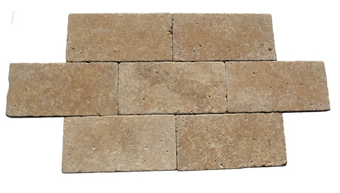 Mocha Noce Travertine Tumbled Exterior Pool Paver 6x12" 1.25"