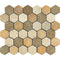 Mixed Travertine Tumbled Hexagon Mosaic Tile 2x2"