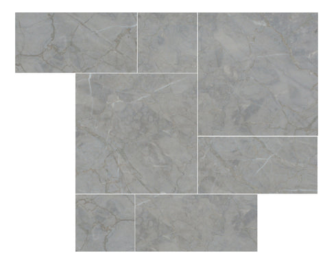 Mona Grey Marble Tumbled Exterior Pool Paver Roman Pattern 1.25"
