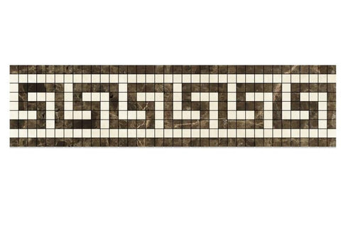 Noble White Cream Greek Key w/ Emp. Dark Border 3 1/2x7"