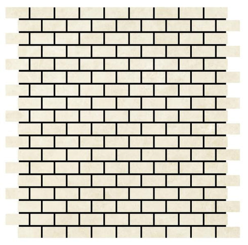 Noble White Cream Tumbled Mini Brick Mosaic Tile 5/8×1 1/4"